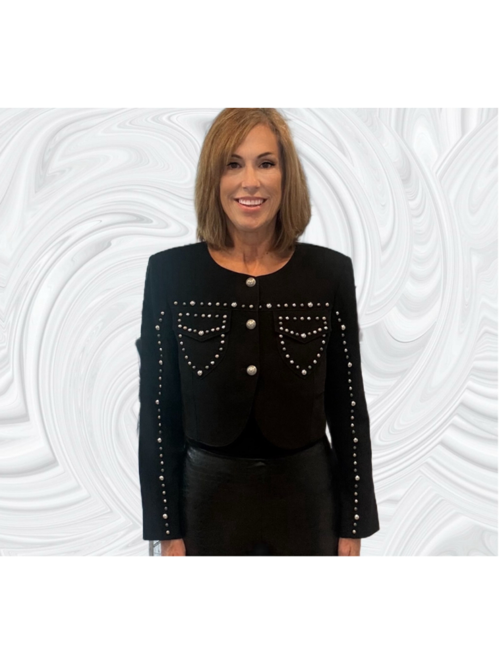 CINQ A SEPT Olga Studded Jacket Black 8 NWT